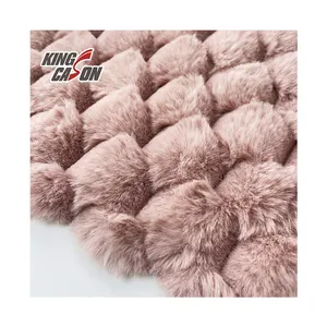 Kingcason Wholesale Polyester Jacquard Turtle Shell Plain Pink Custom Colors ODM OEM Faux Fur Fabric For Jacket Coat