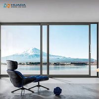 Sistem Pintu Geser Aluminium Slim Eksternal, Pintu Patio Kaca Besar, Pintu Geser Kaca Tempered Low-E Eksterior untuk Rumah dan Vila