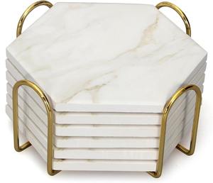 6Pcs Marble <b>Coaster</b> Set Hexagon <b>Ceramic</b> <b>Coasters</b> Absorbent <b>Coasters</b> Drink <b>Coasters</b> Set Modern <b>Coasters</b> Beer <b>Coasters</b> Cup <b>Coaster</b> - Product Image 1