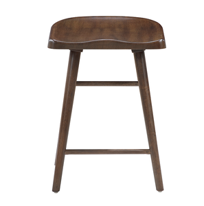 Brown Finish Modern Counter Height <b>Stools</b> <b>Set</b> of 2 Saddle Seat Sturdy Wood Frame Furniture for Hotel Dining Ergonomic Design - Product Image 3