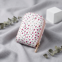 Dompet Pendek Wanita Custom Berbahan Kulit Mikrofiber Motif Bunga dengan Penutup Ritsleting dan Pelindung RFID Magnetik untuk Kartu Kredit