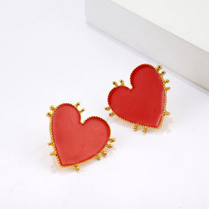 Moda Popular mujer personalidad OL rojo gran amor forma de corazón joyería pendientes salvaje Stud pendientes para mujer - Product Image 3