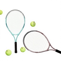Raquette de tennis junior légère de 21 pouces, cadre en alliage d'aluminium, manche à rigidité modérée, cordes en nylon pour l'entraînement des débutants