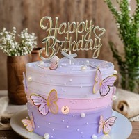 MOYI 3D Geburtstagstorten-Topper Goldgeprägte Kunststoff-Tortendekoration (Spanische & Russische "Happy Birthday" Designs)