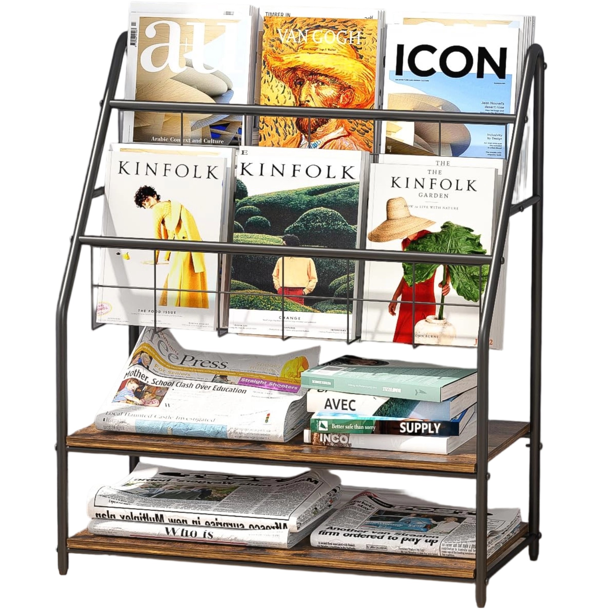 2-Tier-Metal-Magazine-Racks-
