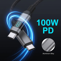 Nouveau design, câble USB C 100W, nylon tressé durable, alliage d'aluminium, type C vers CSafe, charge avec affichage numérique LED de la puissance