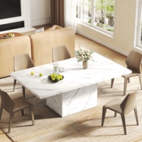 Ensemble de table à manger en bois sur mesure, design commercial, 8 places, élégant, rectangulaire, avec finition mate, pour restaurant, hôtel