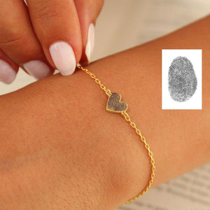Wholesale 316L Stainless Steel 14k 18k Gold Plated Fashion <b>Bracelets</b> & <b>Bangles</b> Fingerprint Mama Mom <b>Bracelet</b> for Mama Mom Mother - Product Image 4