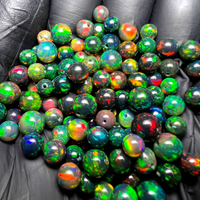 Perles de pierres précieuses opale noire éthiopienne naturelle de qualité AAA, taille brillant, 3mm-5mm, avec jeu de couleurs/effet de feu, fournitures pour la fabrication de bijoux