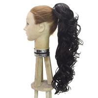 Mèches en fibres synthétiques, Extension de cheveux longs, bouclés, ondulés, queue de cheval, pince à mâchoire