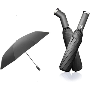 10-Bone Three-folding Umbrella Fully Automatic <b>Flashlight</b> Umbrella <b>LED</b> Light Folding Sun and Rain Umbrella - Product Image 1