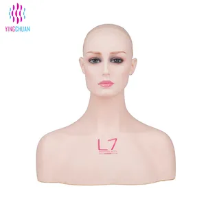 Mannequin head with shoulders skin realistic make up mannequin head