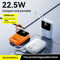 Batería Externa Ultraligera y Ultrafina de 10000 mAh, 3 Cables, Carga Rápida PD de 20 W/22,5 W, Pantalla LED, Cargador Portátil con Salida USB-C