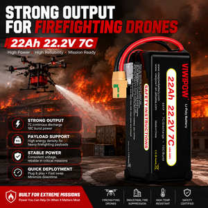 Batterie de drone 22AH 22.2V 7C pour drone de lutte contre les incendies, rechargeable, haute énergie, 280wh/kg, technologie lithium-ion - Product Image 5
