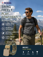 Ceinture tactique extensible pour homme en nylon élastique camouflage avec boucle à glissière en plastique sans trou, réglable pour la chasse