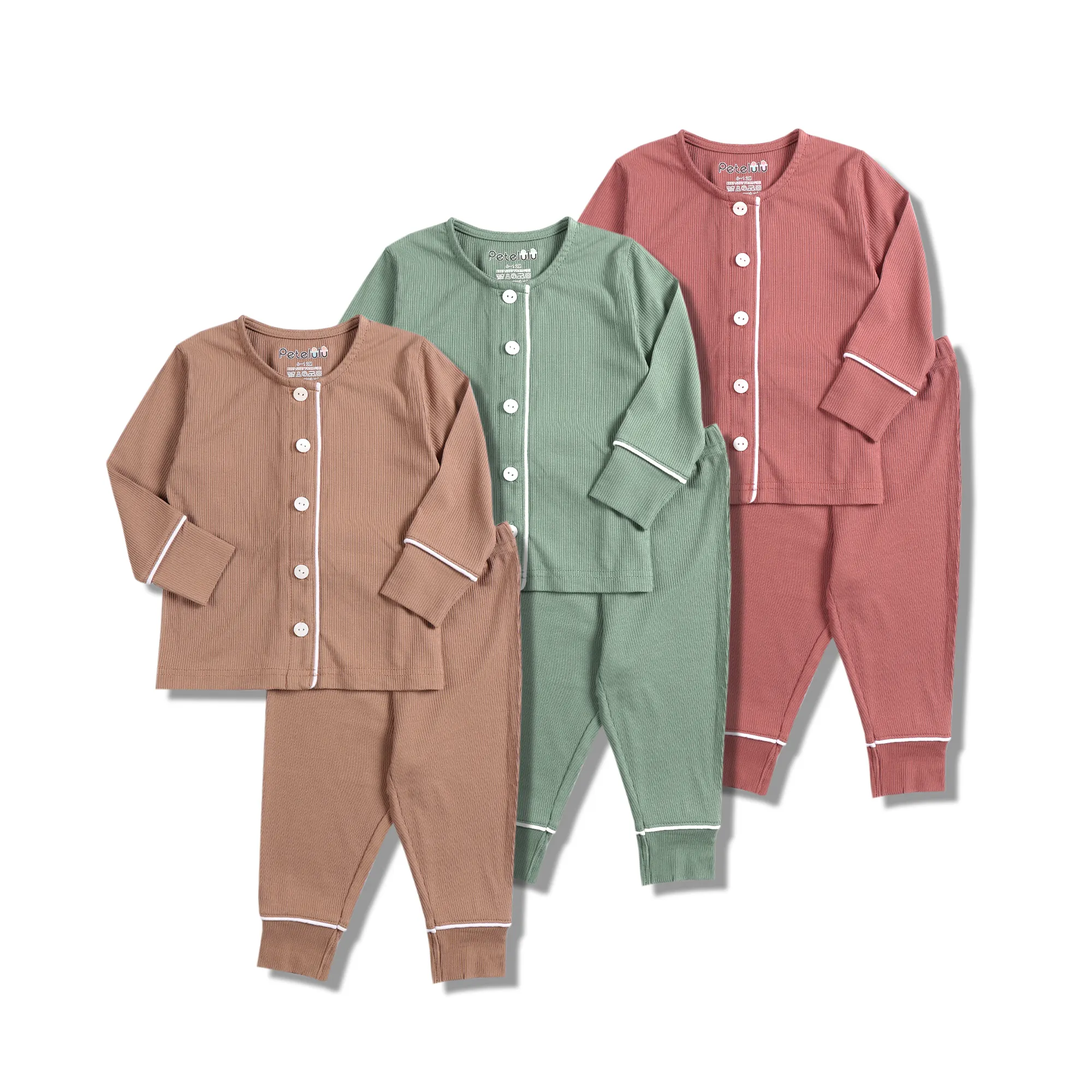 Op Maat Gemaakte Babykleding Herfst/Herfst Hoge Kwaliteit Kinderkleding Set Boetiek Geribbelde Pit Bamboevezel