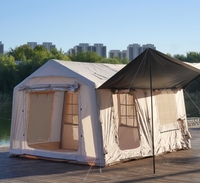 Grande tente de camping gonflable familiale quatre saisons à triple couche, imperméable, en PVC Oxford, portable, pour le glamping, avec protection solaire