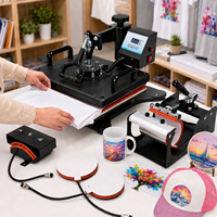 Mesin Cetak Kaos 5 in 1 Combo Heat Press Heat Transfer Sublimasi untuk Jersey, Kaos, Topi, Sepatu, Pulpen, Casing Ponsel