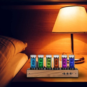 Đồng Hồ Ống Phát Sáng RGB Màu Đen/Bạc/Đỏ Đồng Hồ <span class=keywords><strong>Nixie</strong></span> Kỹ Thuật Số LED Đồng Hồ Để Bàn Cổ Điển Điện Tử Với 6 Bit 5V Hỗ Trợ USB - Product Image 4