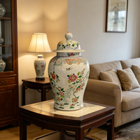 Pot en porcelaine Famille Rose de Jingdezhen, 72 cm de haut, motif floral pivoine et hirondelle, pot à gingembre en céramique