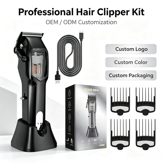 Professional Rechargeable Adjustable Hair Clippers 11000RPM Microchipped Magnetic Motor Electric Cordless Stainless Steel
