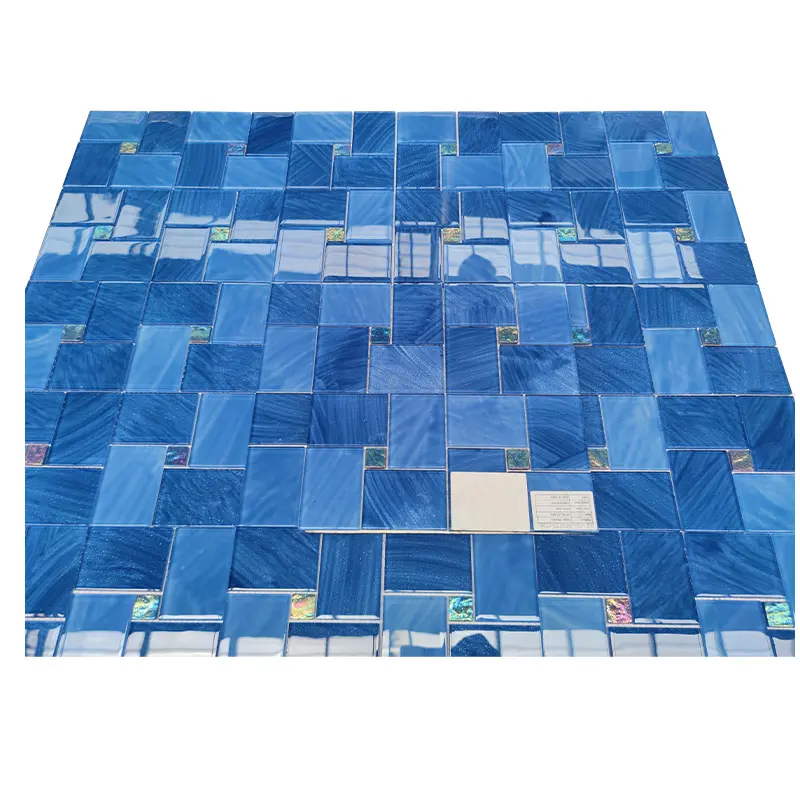 Villa Pool Mosaic Handmade Tile Mosaic Ceramic Mosaic Tiles Garden Swimming Pool Blended Blue Glass Swimming Pool Tile