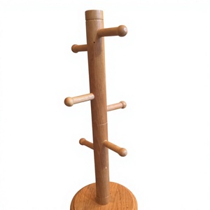 Support à tasses rotatif à 360° en bois durable fait main avec 4 crochets pour la cuisine - Product Image 6