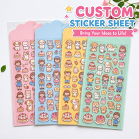 Feuille d'autocollants personnalisés Kawaii mignons, personnages animaux Chibi pastel, aliments, desserts, autocollants décoratifs pour journalisation et scrapbooking