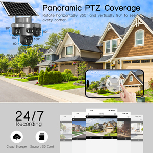 Cámara de Seguridad Exterior Solar V380 Pro, Triple Lente, Visión Nocturna de 360°, Detección Humanoide, Audio Bidireccional, CMOS, <span class=keywords><strong>WiFi</strong></span>, <span class=keywords><strong>4G</strong></span>, Tarjeta SD - Product Image 3