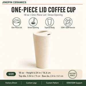 Vente en gros de tasses à <span class=keywords><strong>caf</strong></span>é en céramique de 18 oz, faites à la main, à motif crème mouchetée, avec couvercle monobloc et logo personnalisé, pour <span class=keywords><strong>caf</strong></span>é - Product Image 1