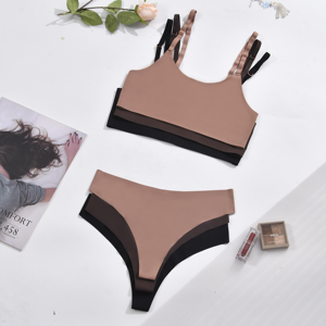 ABD Yerel Stokları 3'lü Paket Kadınlar için Dikişsiz Kablosuz <span class=keywords><strong>S</strong></span>ütyen ve Tanga Külot Takımları, Görünmez İç Giyim - Product Image 2