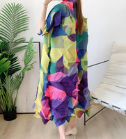 Robe longue plissée en mousseline respirante patchwork personnalisée pour femme, manches évasées amples, taille naturelle, style vintage tendance automne