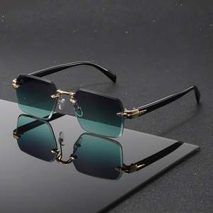 Gafas de Sol Rectangulares de Aleación Retro Modernas 2025 con Logotipo Personalizado, Gafas de Sol Cuadradas con Gradiente sin Montura UV400 para Hombre y Mujer - Product Image 1