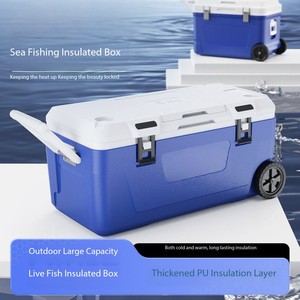 Glacière de pêche isotherme grande capacité avec poignée de transport, roues et fenêtre de visualisation pour la conservation et la congélation de la glace - Product Image 4