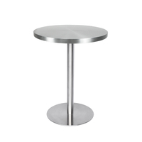 Tables de restaurant personnalisées Pub Mesa Marmol Table de salon de salle à manger de qualité Bistro Base métallique carrée en acier inoxydable/marbre D63mm