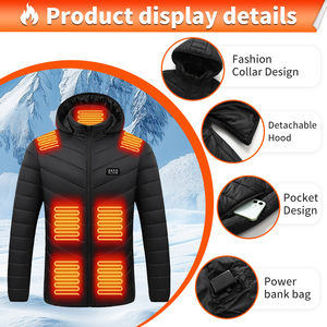 Custom LOGO Rechargeable <strong>Winter</strong> Heated Jacket For Men Women 21 Zone Heating Size S-7XL Windproof And Warm With Hooded - Product Image 5