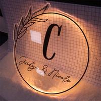 Enseigne murale personnalisée, décoration murale, signalétique intérieure, panneau rond en acrylique pour magasin, enseigne de boutique, salon, réception d'hôtel, enseigne lumineuse LED