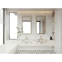 Meuble-lavabo de salle de bain WAYMOVE de style européen moderne en MDF avec miroir LED tactile éclairé, lavabo et toilettes, meuble-lavabo de luxe exclusif