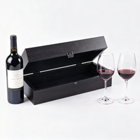 Caixa de Presente de Vinho de Madeira Preta Luxuosa e Portátil, Caixa de Armazenamento de Vinho de Madeira Estilosa e Moderna