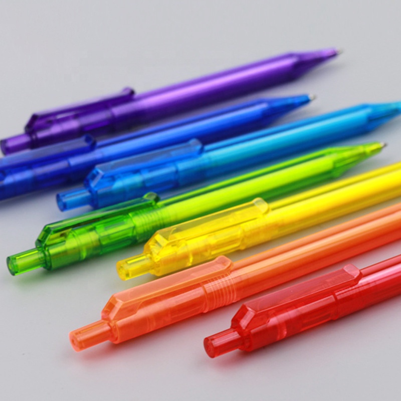Печать шариковая ручка цветные прозрачные пластиковые Push Рекламные гелевые ручки шариковые ручки