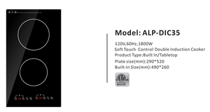 12 ''table de Cuisson à Induction, cuisinière Électrique Construit dans le Comptoir Cuisinière avec Câblée, Drop-in 2 Brûleurs 120V 1800W ALP-DIC35 - Product Image 2