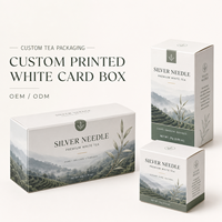 Boîte pliante en carton SBS 18pt blanc ivoire pour thé de qualité supérieure, thé aiguille d'argent, ensemble d'emballage de vente au détail en gros