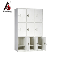 Casier de rangement moderne robuste en acier pour écoles, gymnases, entrepôts et bureaux, 9 portes, 3 niveaux, personnalisable