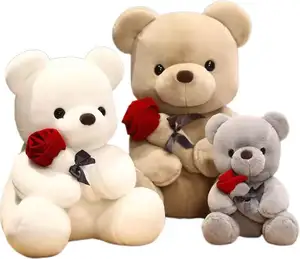 Jouet en peluche Offre Spéciale vente en gros de jouets pour le coucher cadeau de la Saint-Valentin peluche amour ours en peluche peluche avec rose