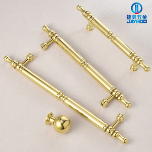 JAYHOO French Style Brass Door Handles Bar Shape Wardrobe Drawer Hardware Bright Golden Modular Installation - Product Image 5