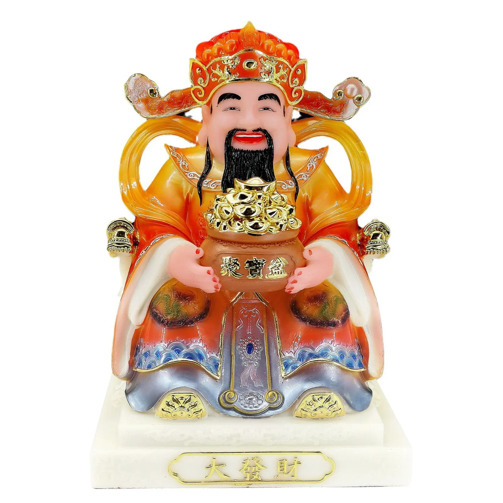 Китайская Статуя Бога, оптовая продажа, смола, Хан, Байю, Нефритовая живопись, красное пальто, статуи бога богатства, статуи Будды, украшение для дома