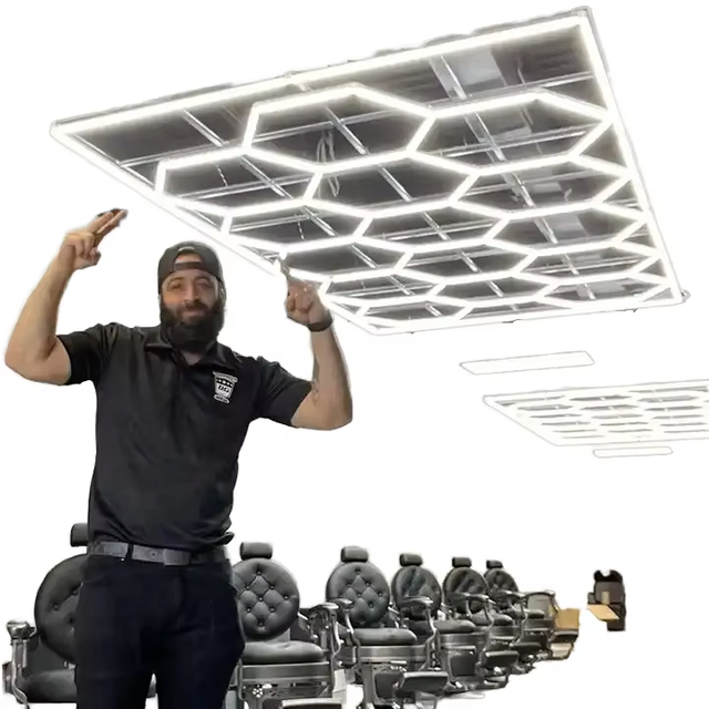 Hexagon LED Light for Garage Workshop Gym Car Wash Detailing 110-240V High Brightness