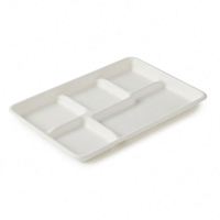 Assiettes en canne à sucre 100 % compostables et biodégradables, résistantes, multi-compartiments, pour la restauration scolaire