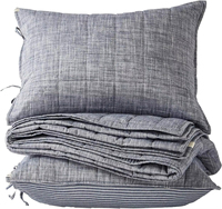 Couvre-lits en coton Queen Size 3 pièces ensemble de couette Queen avec couverture de literie à rayures bleues couverture matelassée légère