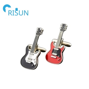 Metal Alloy Brass Stamped Musical Instrument Enamel Electric Guitar Cufflinks Custom <strong>Rockstar</strong> Cuff Links for Men - Product Image 5